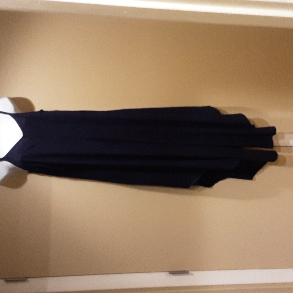 Navy jumpsuit with handkerchief hem